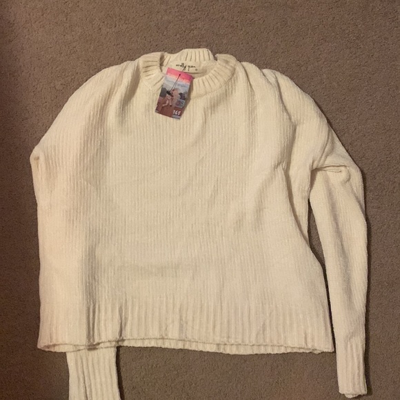 NWT Molly Green Ivory White Super Soft Chenille White Knit Crew Neck Sweater - Picture 3 of 5